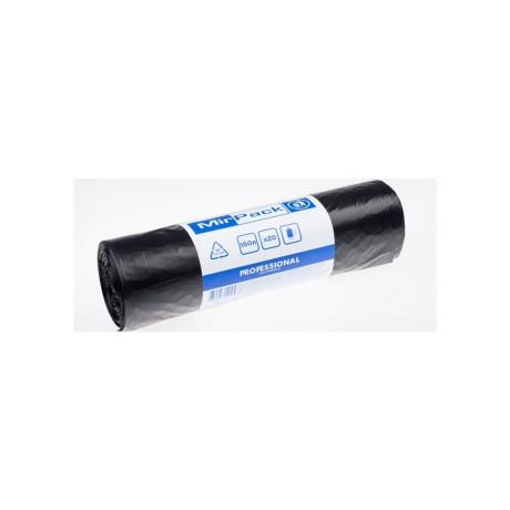 Пакеты для мусора ПВД MIRPACK PROFESSIONAL (30мкм) Черные 160л (20шт.в рулоне)(10рул.в уп.)
