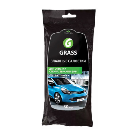 Салфетки влажные GraSS для стекол и зеркал (30шт) (пакет с клапаном)
