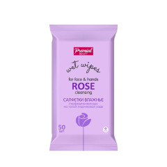 Салфетки влажные, ароматерапия PREMIAL Роза (50шт.) (флоу-пак с клап.)