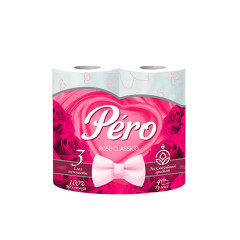 Туалетная бумага Лилия PERO ROSE 3сл.,16,3м белая с прокрасом (4шт)